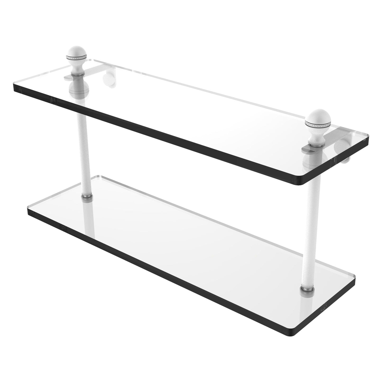 Allied Brass Mambo 16" x 5" Matte White Solid Brass Two-Tiered Glass Shelf