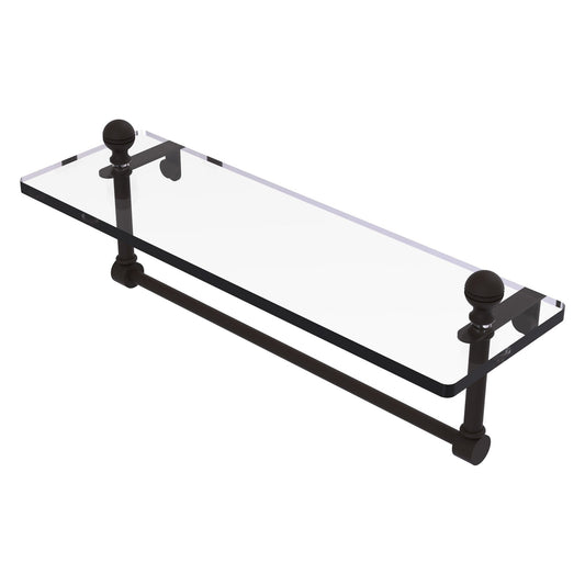 Allied Brass Mambo 16" x 5" Oil Rubbed Bronze Solid Brass Glass Vanity Shelf With Integrated Towel Bar