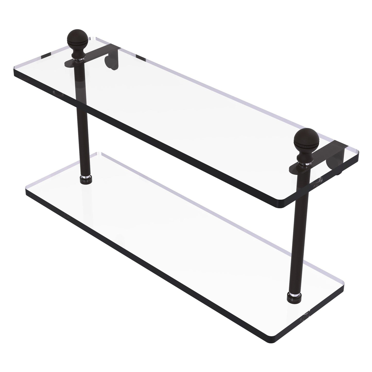 Allied Brass Mambo 16" x 5" Oil Rubbed Bronze Solid Brass Two-Tiered Glass Shelf