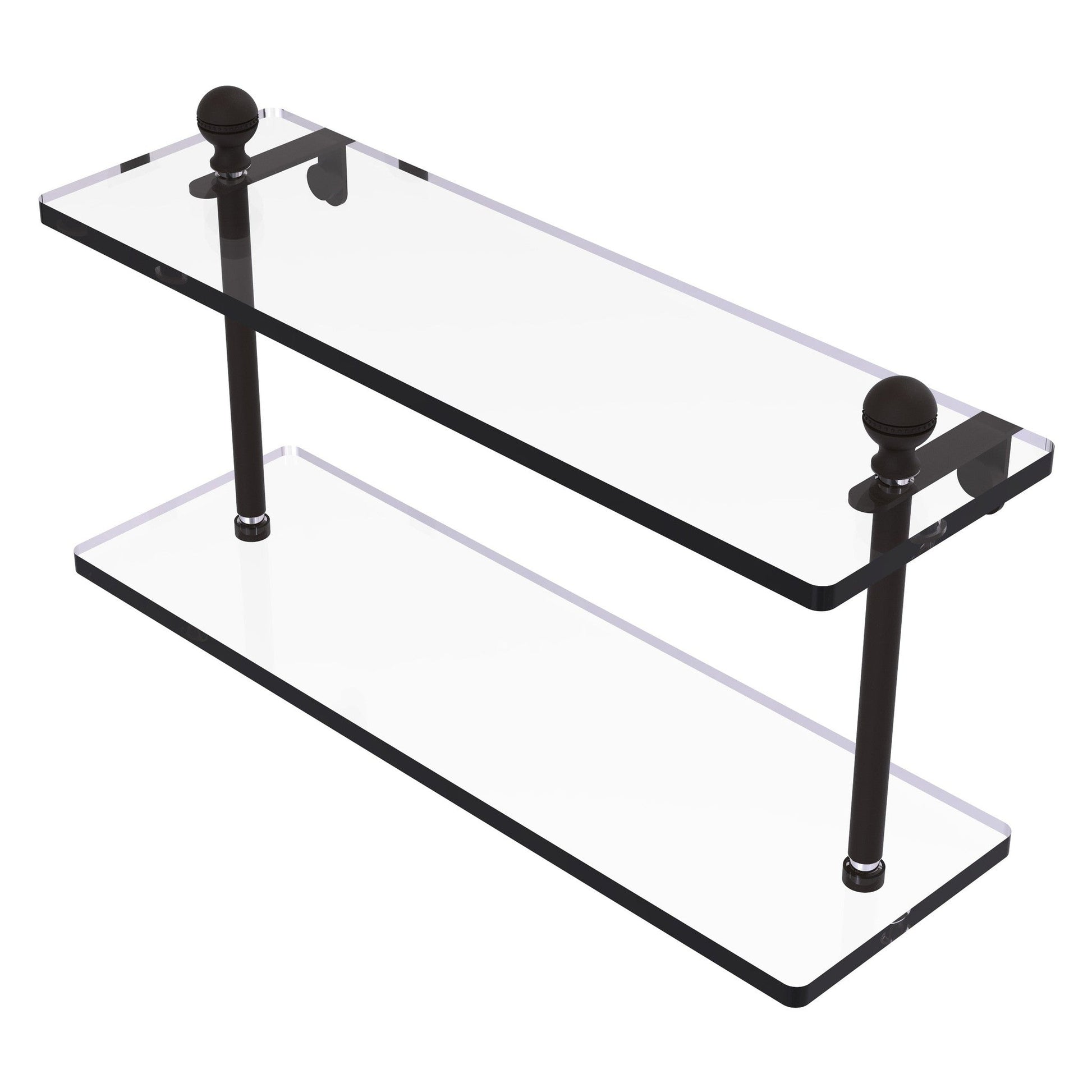 Allied Brass Mambo 16" x 5" Oil Rubbed Bronze Solid Brass Two-Tiered Glass Shelf