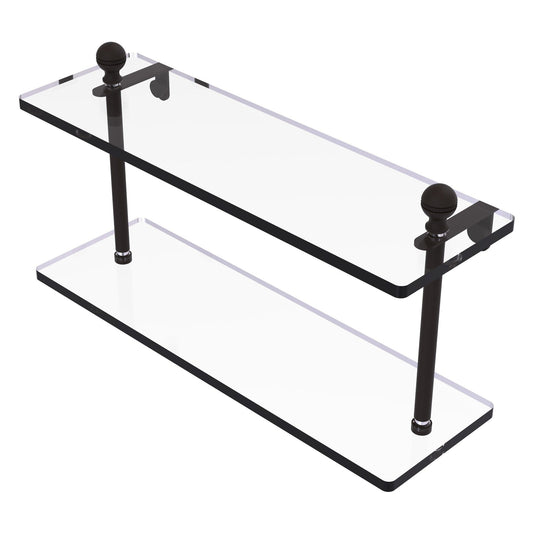 Allied Brass Mambo 16" x 5" Oil Rubbed Bronze Solid Brass Two-Tiered Glass Shelf