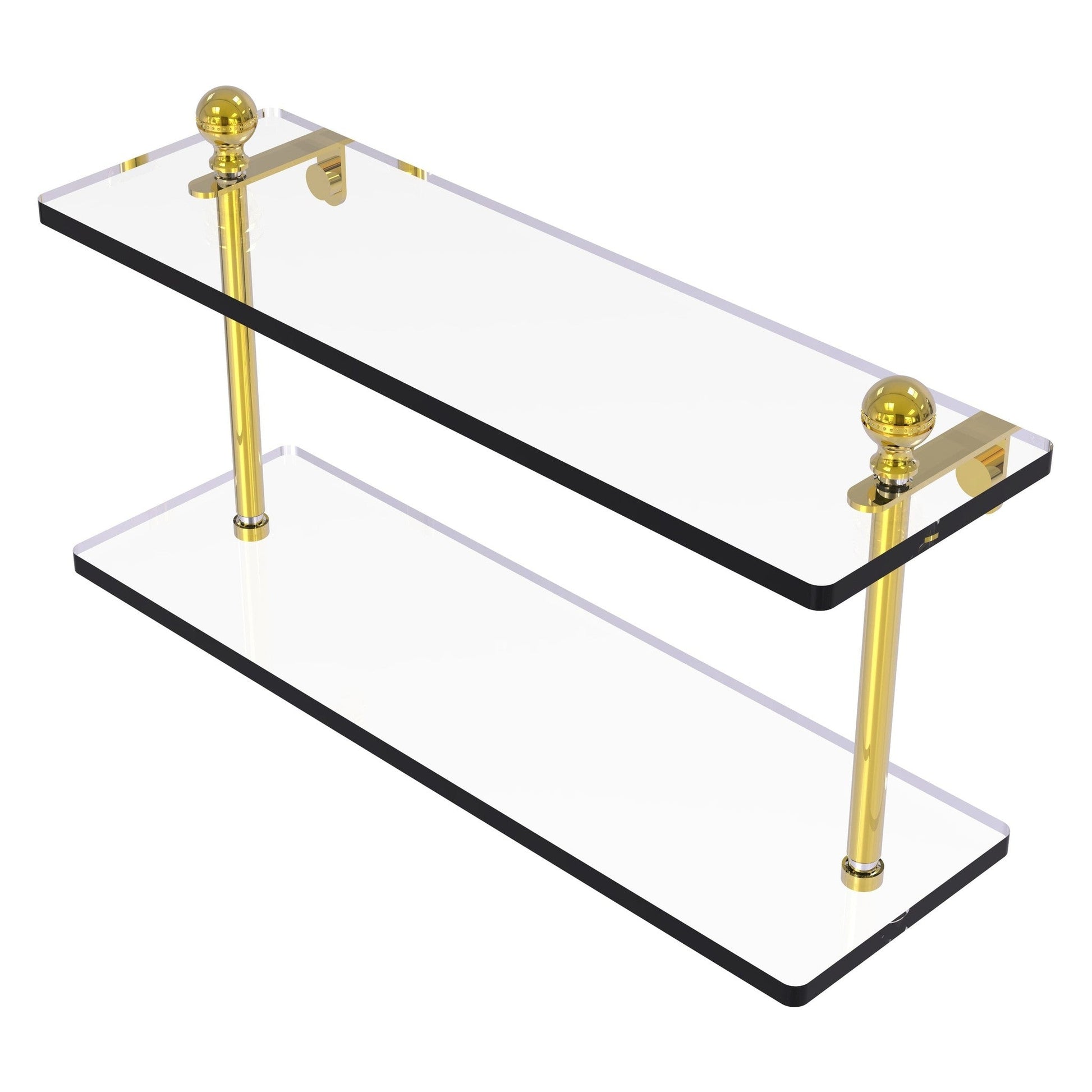 Allied Brass Mambo 16" x 5" Polished Brass Solid Brass Two-Tiered Glass Shelf