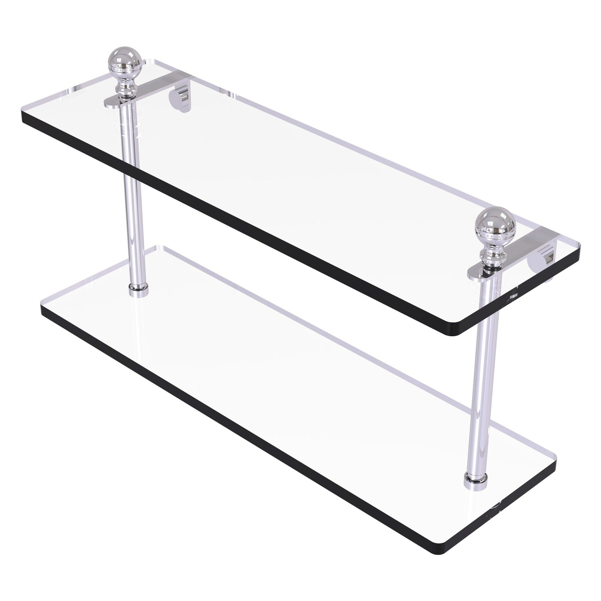 Allied Brass Mambo 16" x 5" Polished Chrome Solid Brass Two-Tiered Glass Shelf