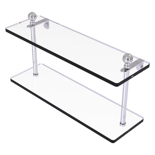 Allied Brass Mambo 16" x 5" Polished Chrome Solid Brass Two-Tiered Glass Shelf