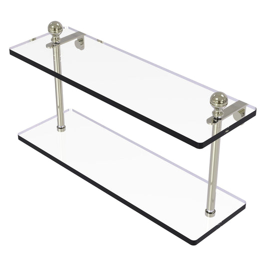 Allied Brass Mambo 16" x 5" Polished Nickel Solid Brass Two-Tiered Glass Shelf