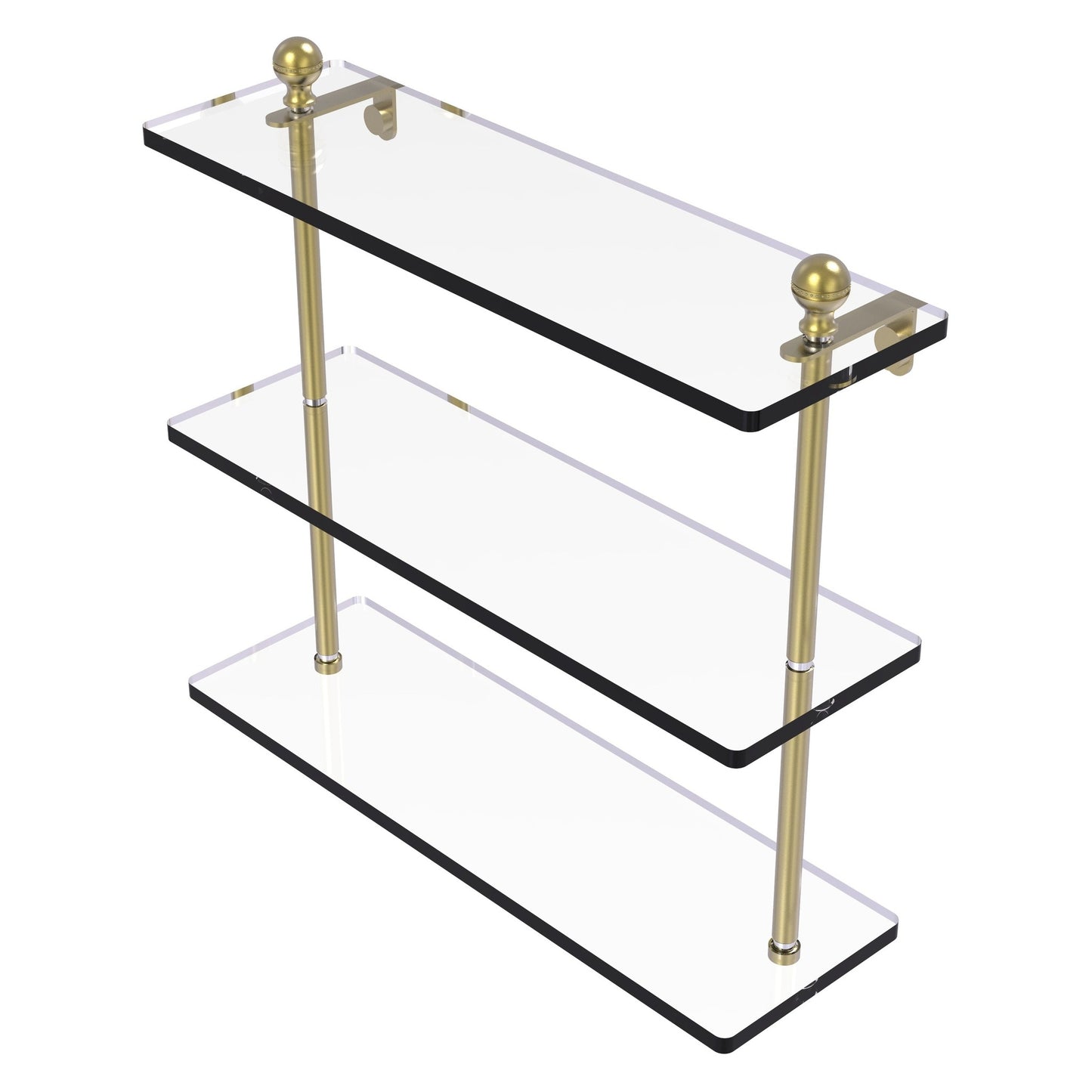 Allied Brass Mambo 16" x 5" Satin Chrome Solid Brass Triple Tiered Glass Shelf