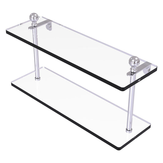 Allied Brass Mambo 16" x 5" Satin Chrome Solid Brass Two-Tiered Glass Shelf