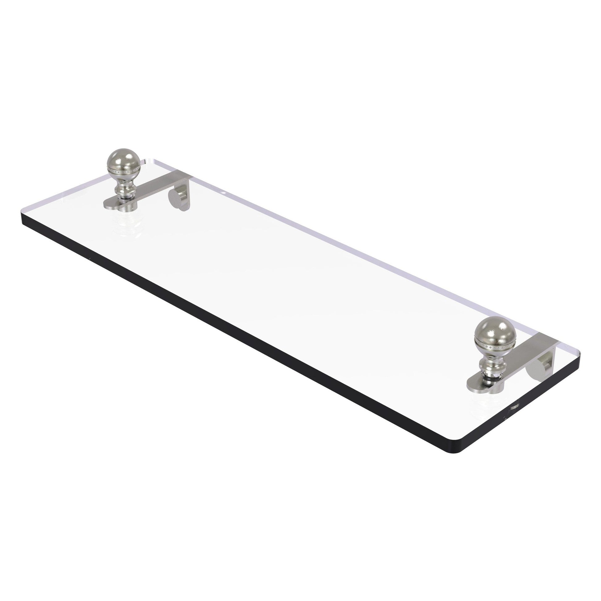 Allied Brass Mambo 16" x 5" Satin Nickel Solid Brass Glass Vanity Shelf With Beveled Edges