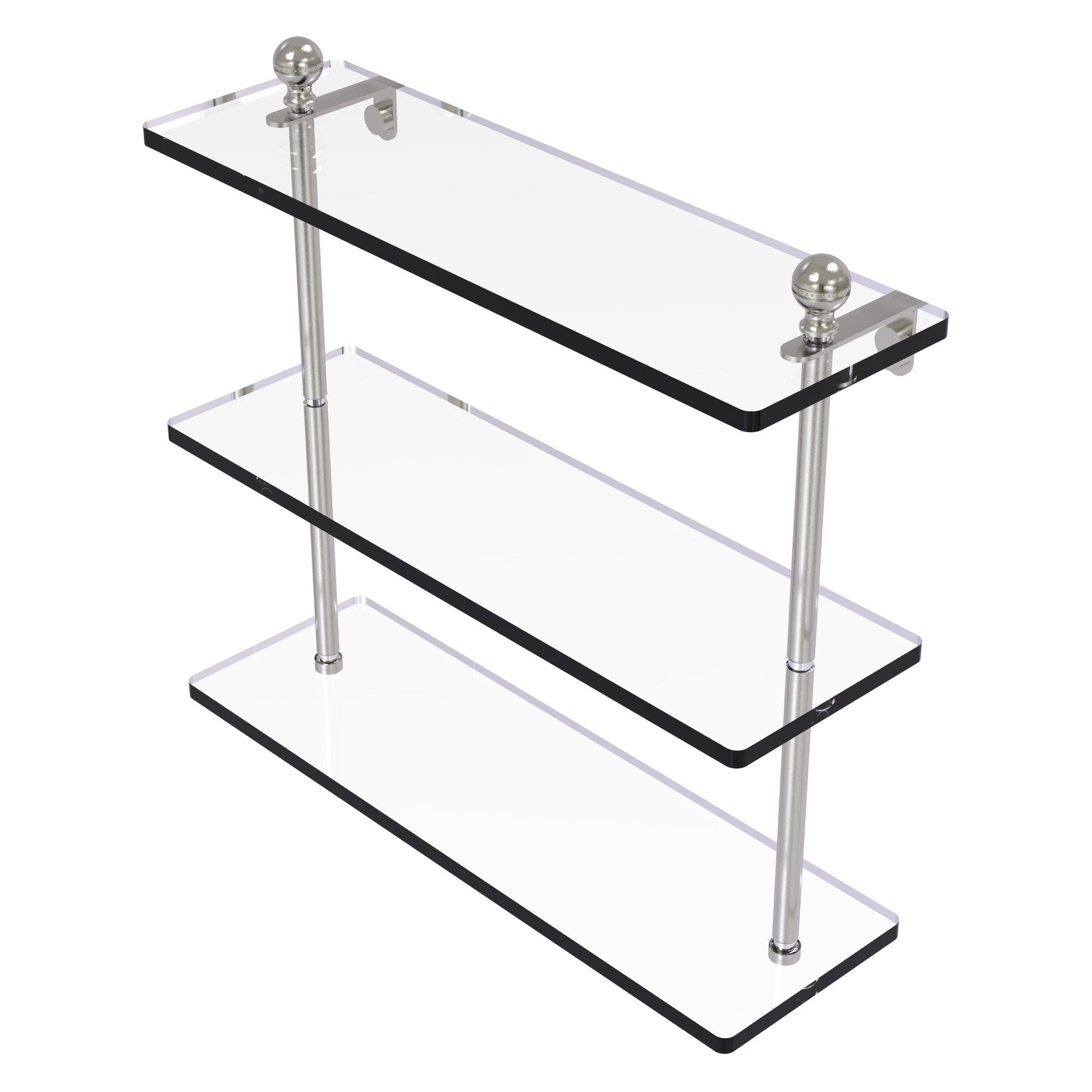 Allied Brass Mambo 16" x 5" Satin Nickel Solid Brass Triple Tiered Glass Shelf