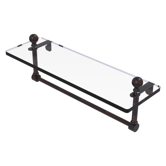Allied Brass Mambo 16" x 5" Venetian Bronze Solid Brass Glass Vanity Shelf With Integrated Towel Bar