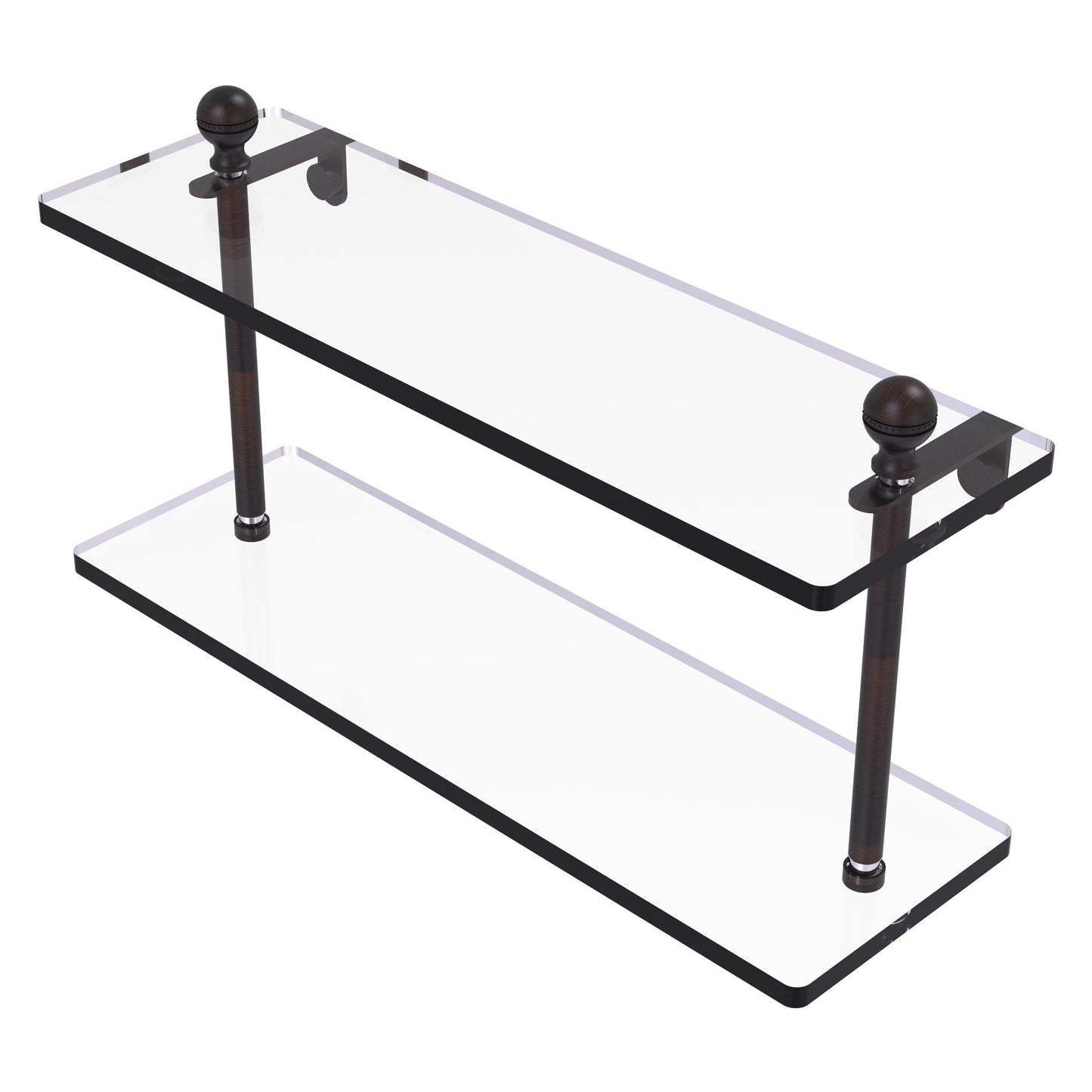 Allied Brass Mambo 16" x 5" Venetian Bronze Solid Brass Two-Tiered Glass Shelf