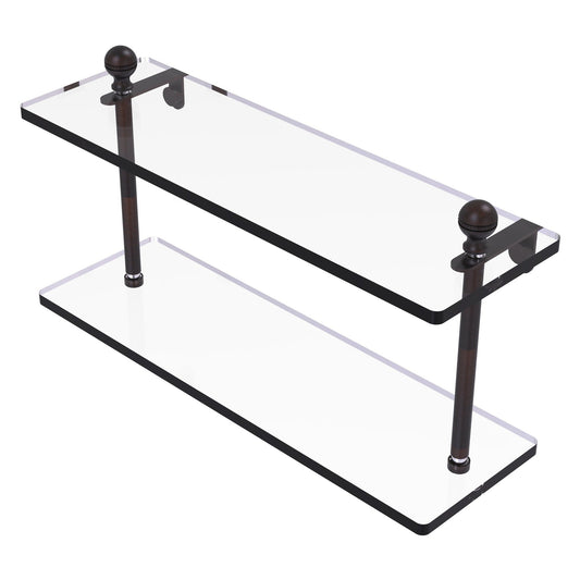 Allied Brass Mambo 16" x 5" Venetian Bronze Solid Brass Two-Tiered Glass Shelf