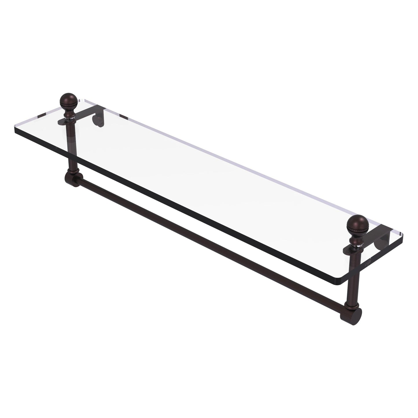 Allied Brass Mambo 22" x 5" Antique Bronze Solid Brass Glass Vanity Shelf With Integrated Towel Bar
