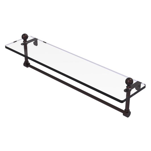 Allied Brass Mambo 22" x 5" Antique Bronze Solid Brass Glass Vanity Shelf With Integrated Towel Bar