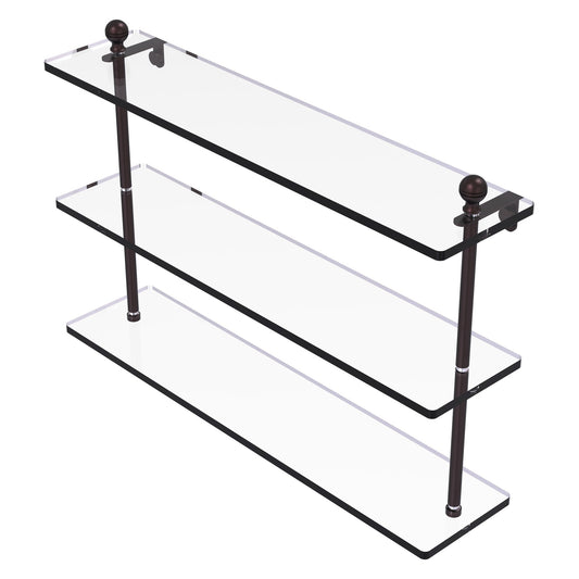 Allied Brass Mambo 22" x 5" Antique Bronze Solid Brass Triple Tiered Glass Shelf