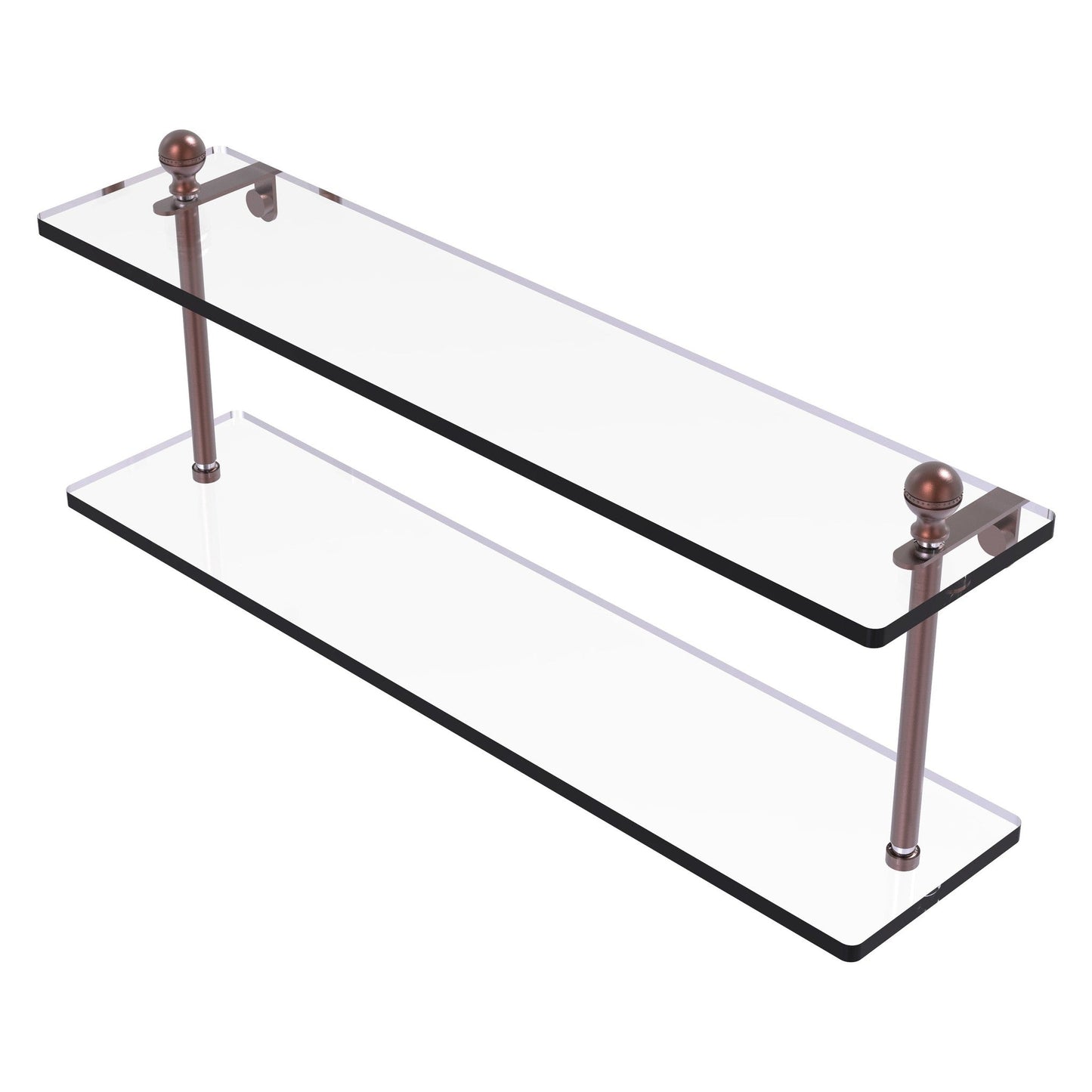 Allied Brass Mambo 22" x 5" Antique Copper Solid Brass Two-Tiered Glass Shelf