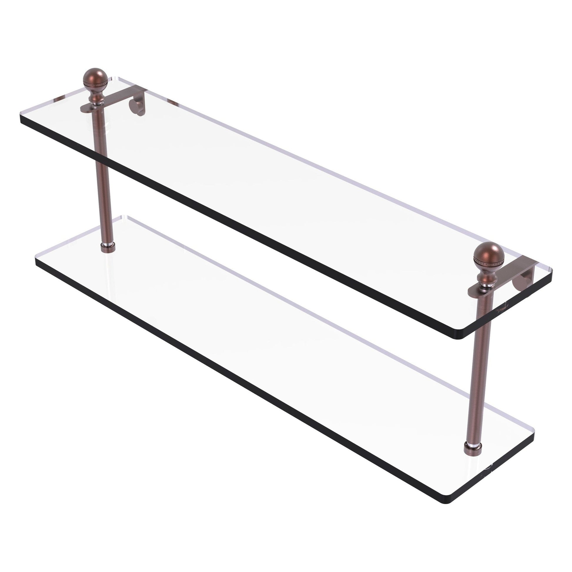 Allied Brass Mambo 22" x 5" Antique Copper Solid Brass Two-Tiered Glass Shelf