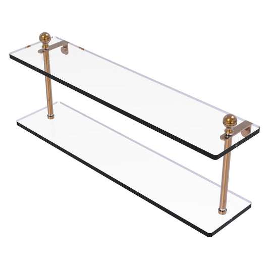 Allied Brass Mambo 22" x 5" Brushed Bronze Solid Brass Two-Tiered Glass Shelf