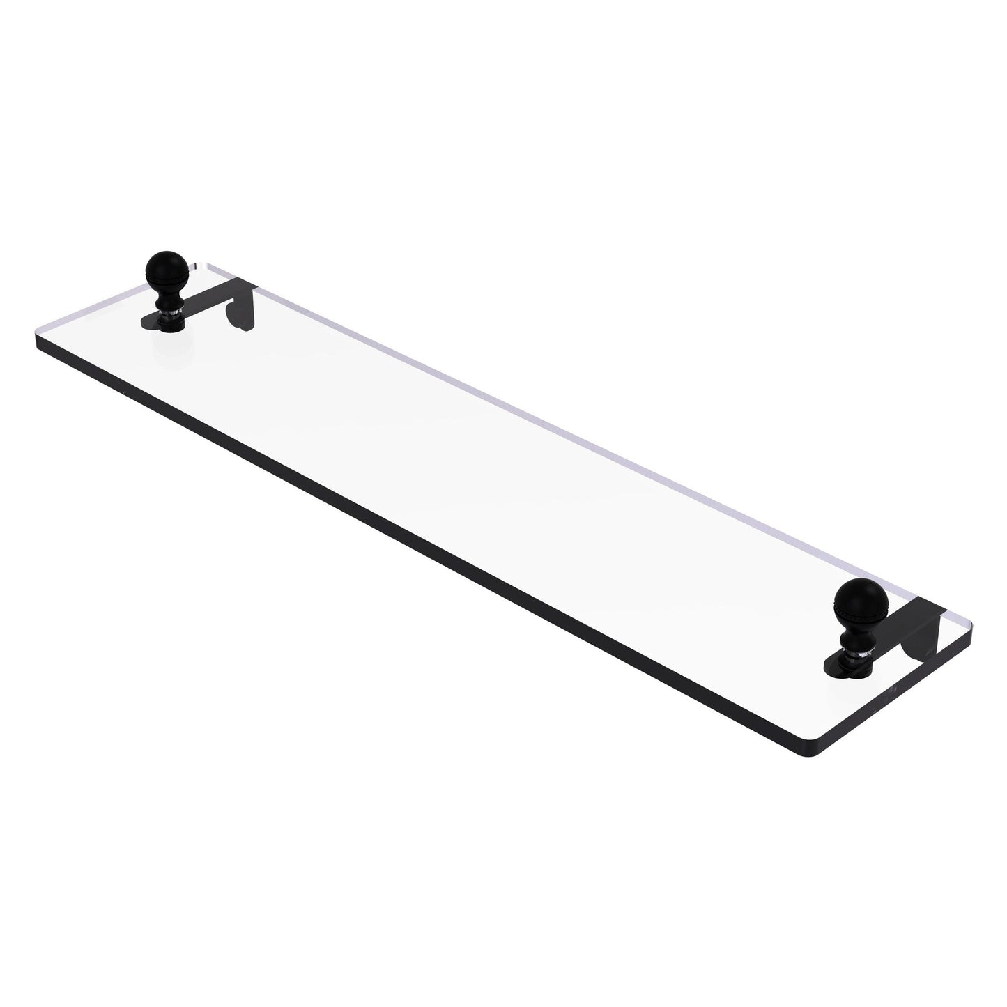 Allied Brass Mambo 22" x 5" Matte Black Solid Brass Glass Vanity Shelf With Beveled Edges