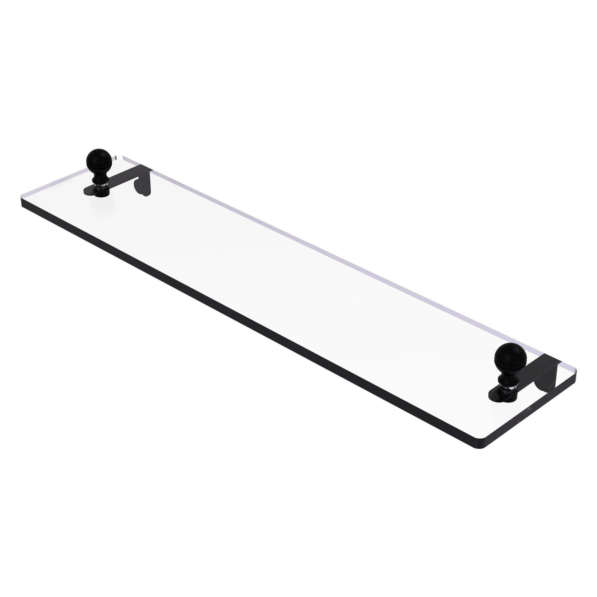 Allied Brass Mambo 22" x 5" Matte Black Solid Brass Glass Vanity Shelf With Beveled Edges