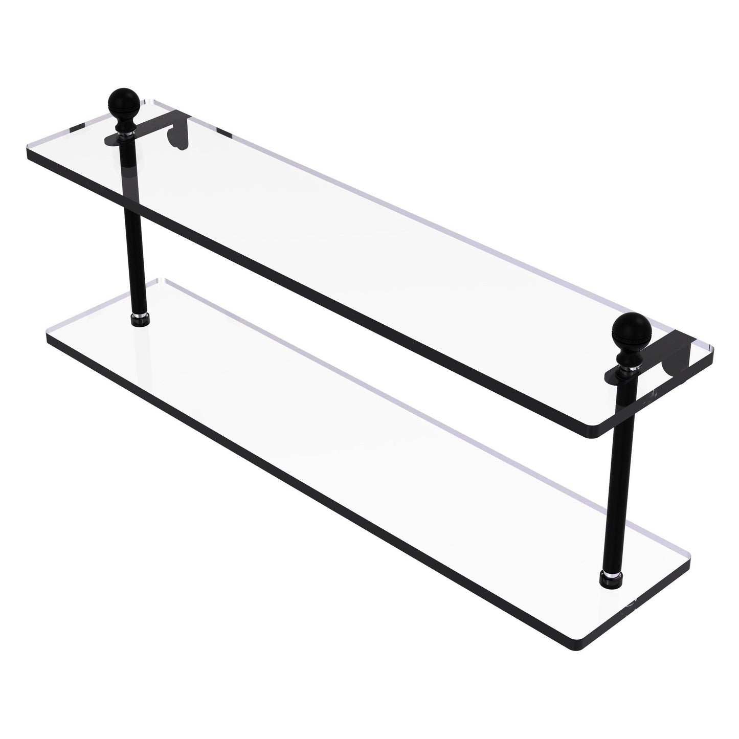 Allied Brass Mambo 22" x 5" Matte Black Solid Brass Two-Tiered Glass Shelf