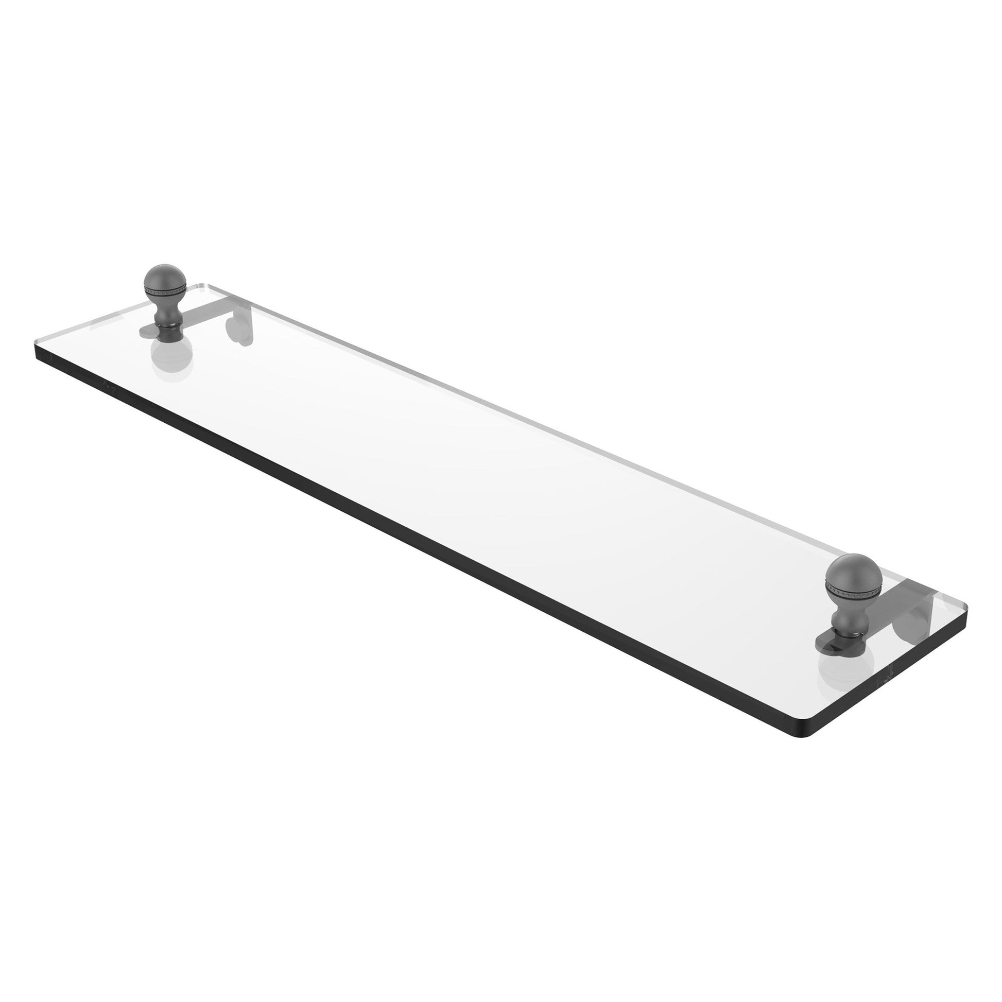 Allied Brass Mambo 22" x 5" Matte Gray Solid Brass Glass Vanity Shelf With Beveled Edges
