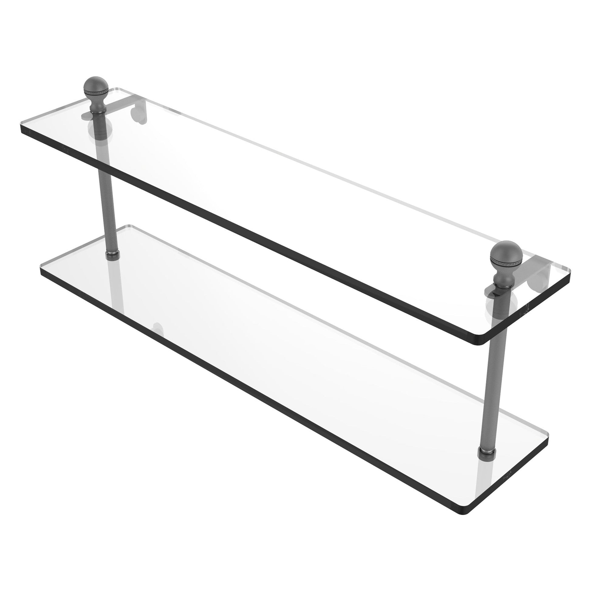 Allied Brass Mambo 22" x 5" Matte Gray Solid Brass Two-Tiered Glass Shelf