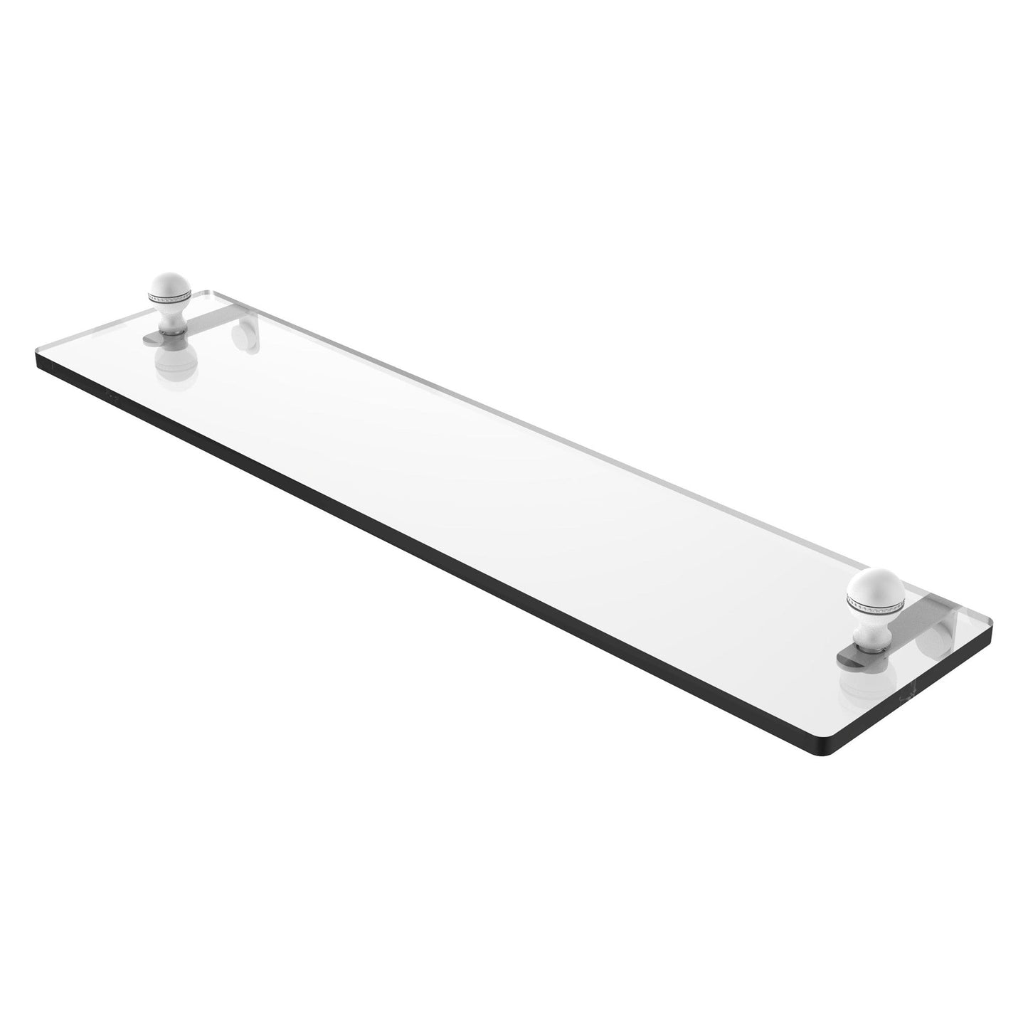 Allied Brass Mambo 22" x 5" Matte White Solid Brass Glass Vanity Shelf With Beveled Edges
