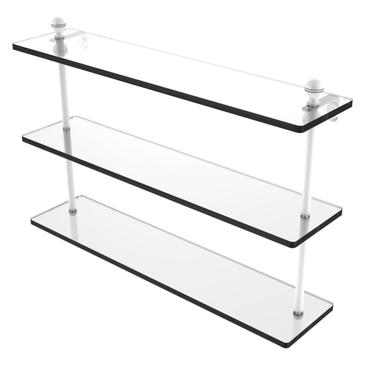 Allied Brass Mambo 22" x 5" Matte White Solid Brass Triple Tiered Glass Shelf