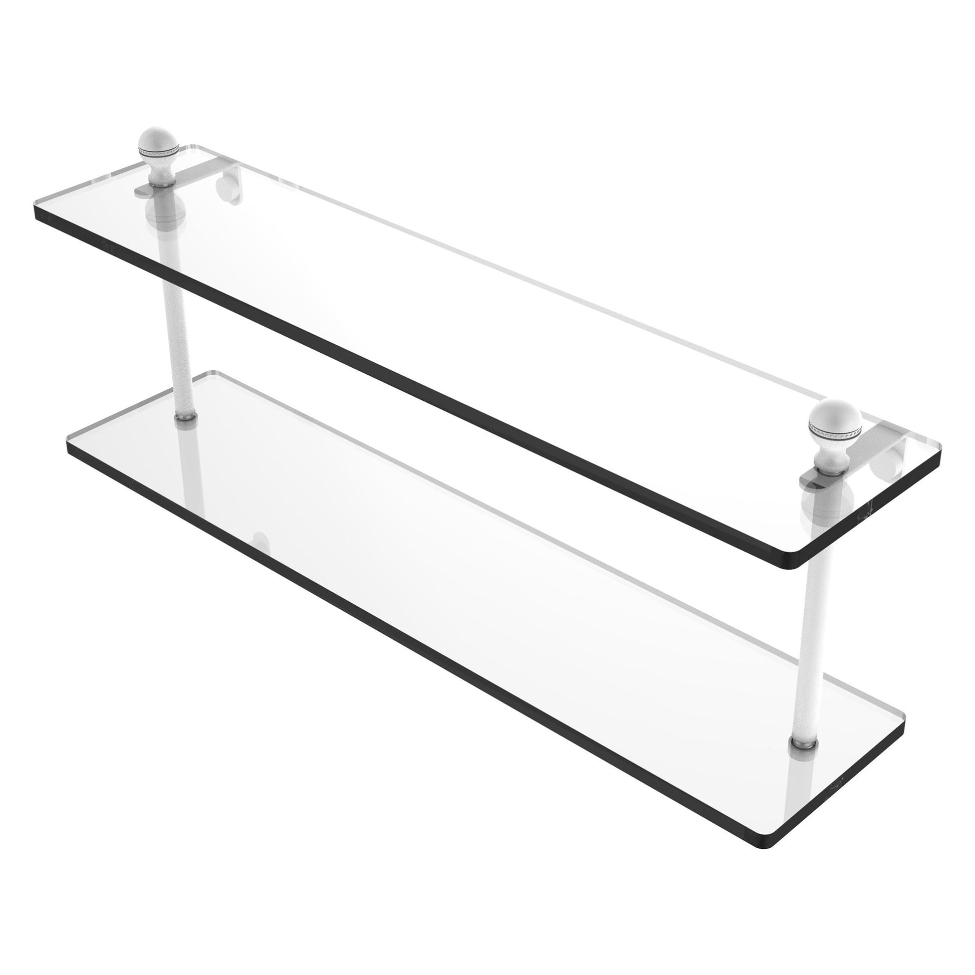 Allied Brass Mambo 22" x 5" Matte White Solid Brass Two-Tiered Glass Shelf