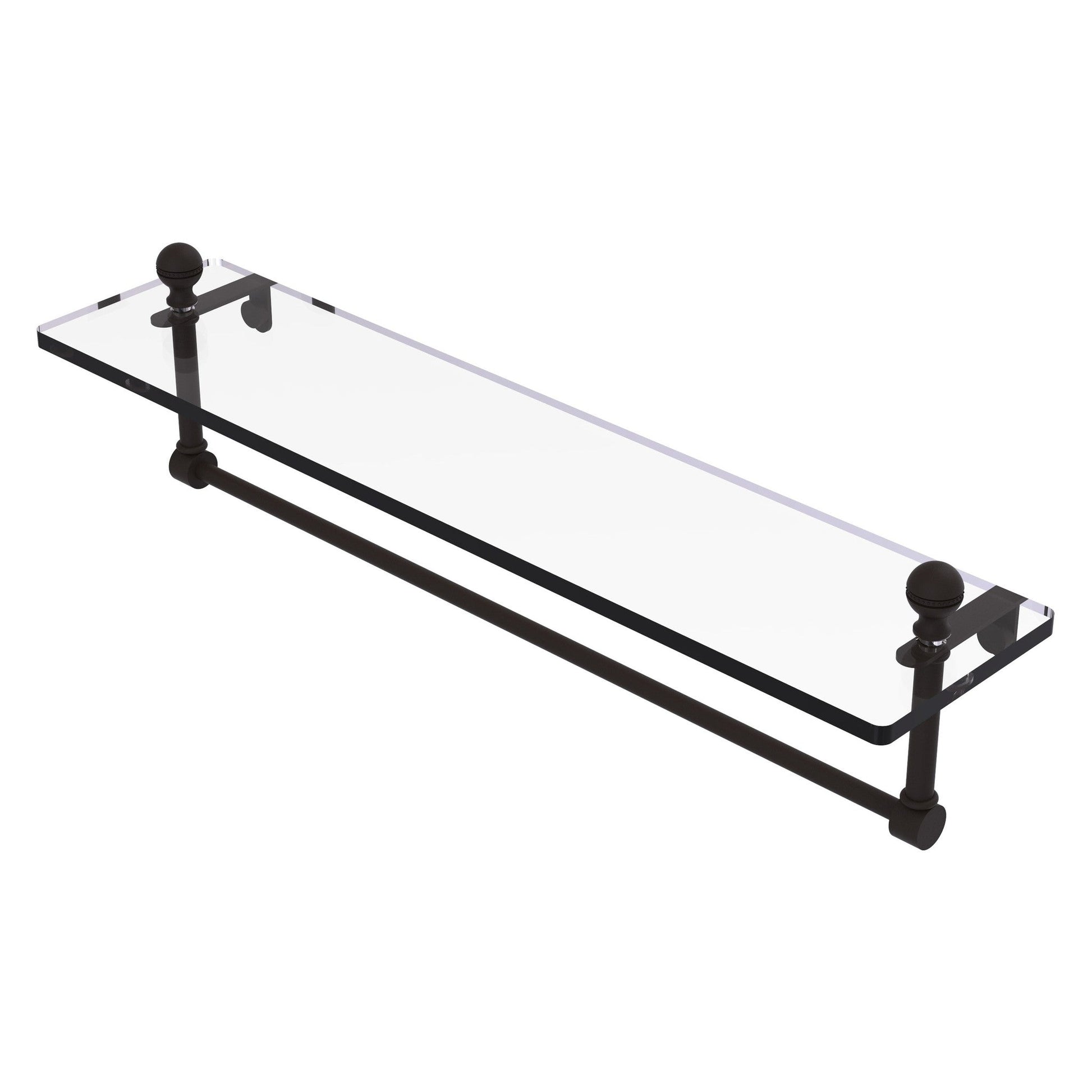 Allied Brass Mambo 22" x 5" Oil Rubbed Bronze Solid Brass Glass Vanity Shelf With Integrated Towel Bar