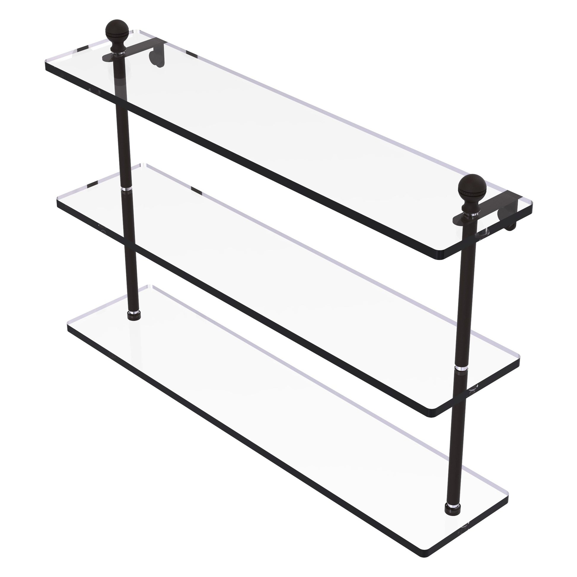 Allied Brass Mambo 22" x 5" Oil Rubbed Bronze Solid Brass Triple Tiered Glass Shelf