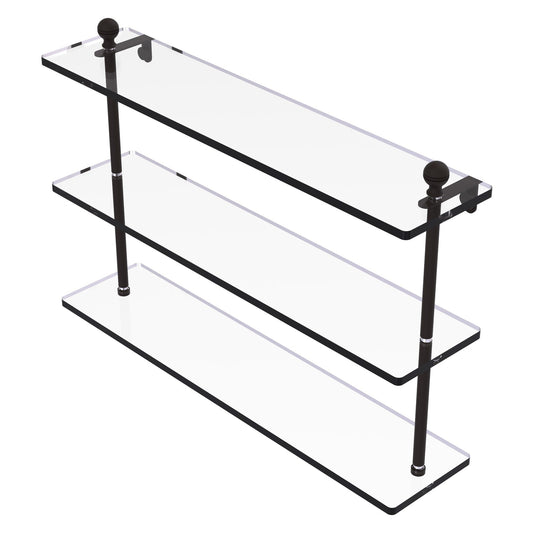 Allied Brass Mambo 22" x 5" Oil Rubbed Bronze Solid Brass Triple Tiered Glass Shelf
