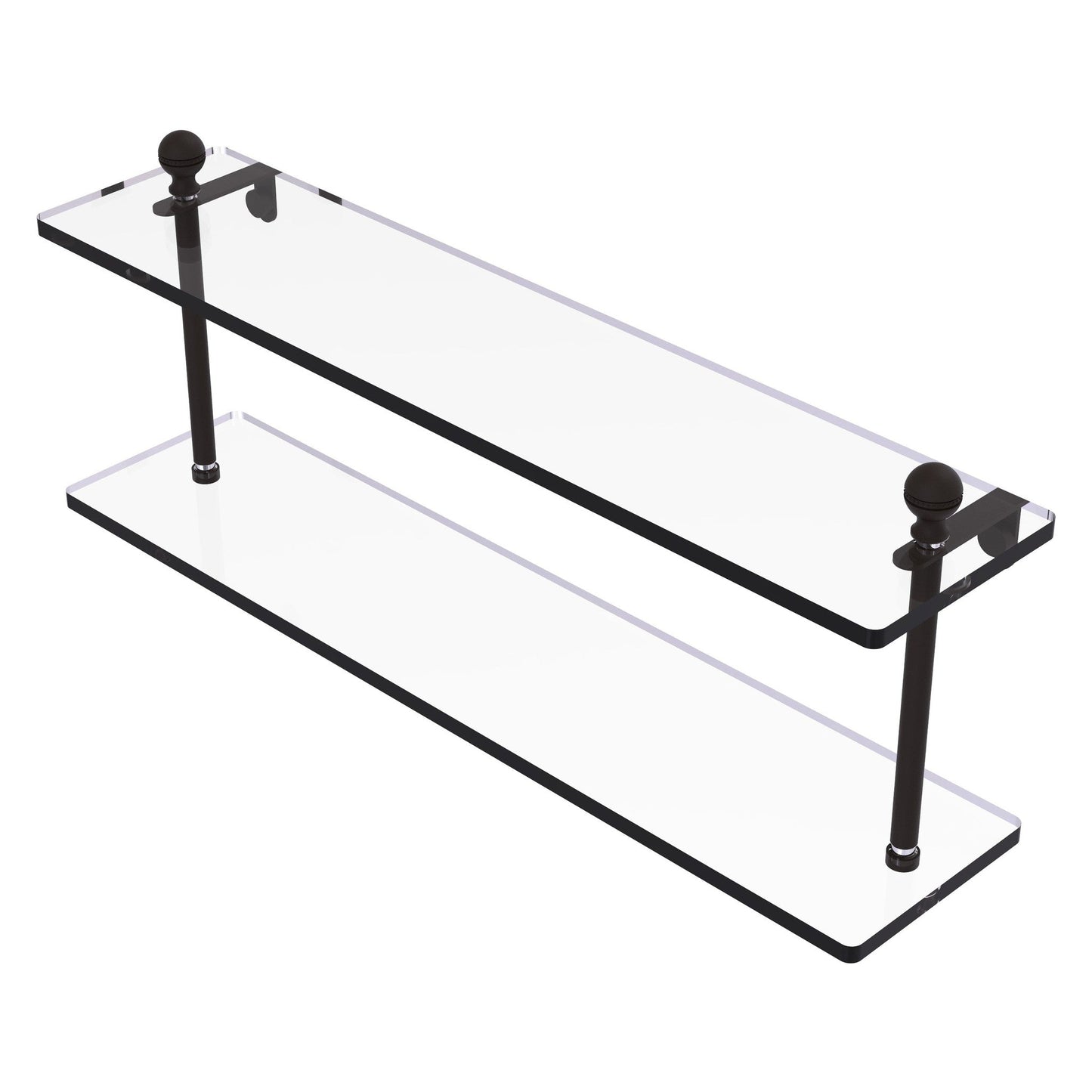 Allied Brass Mambo 22" x 5" Oil Rubbed Bronze Solid Brass Two-Tiered Glass Shelf