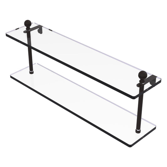 Allied Brass Mambo 22" x 5" Oil Rubbed Bronze Solid Brass Two-Tiered Glass Shelf