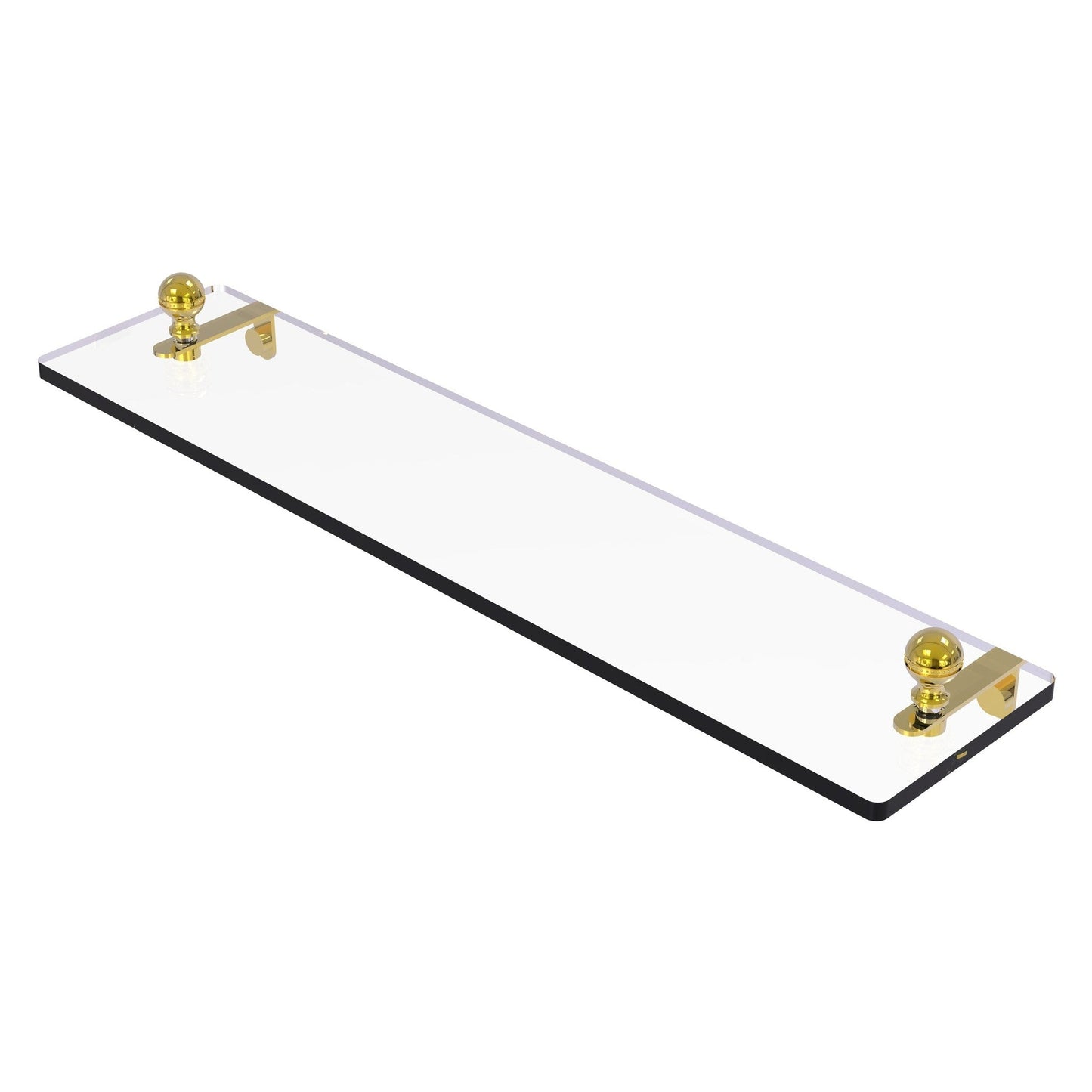 Allied Brass Mambo 22" x 5" Polished Brass Solid Brass Glass Vanity Shelf With Beveled Edges