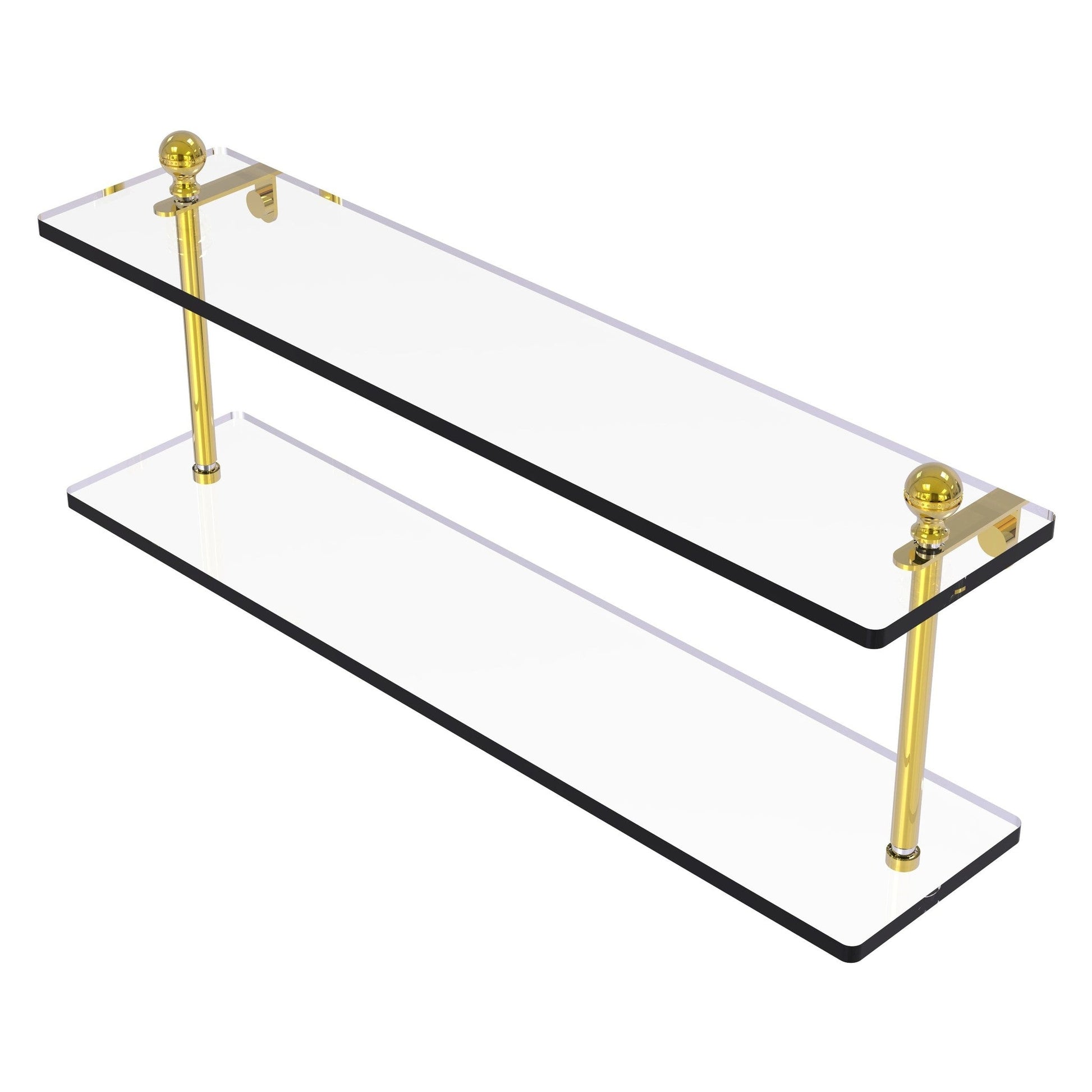 Allied Brass Mambo 22" x 5" Polished Brass Solid Brass Two-Tiered Glass Shelf
