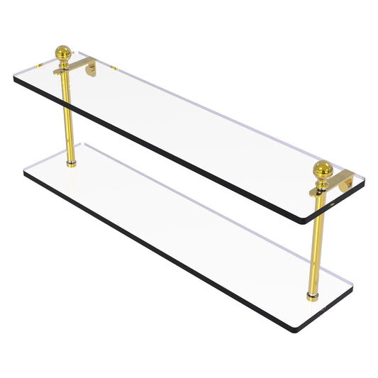 Allied Brass Mambo 22" x 5" Polished Brass Solid Brass Two-Tiered Glass Shelf