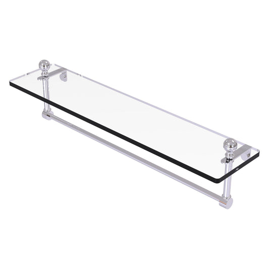Allied Brass Mambo 22" x 5" Polished Chrome Solid Brass Glass Vanity Shelf With Integrated Towel Bar