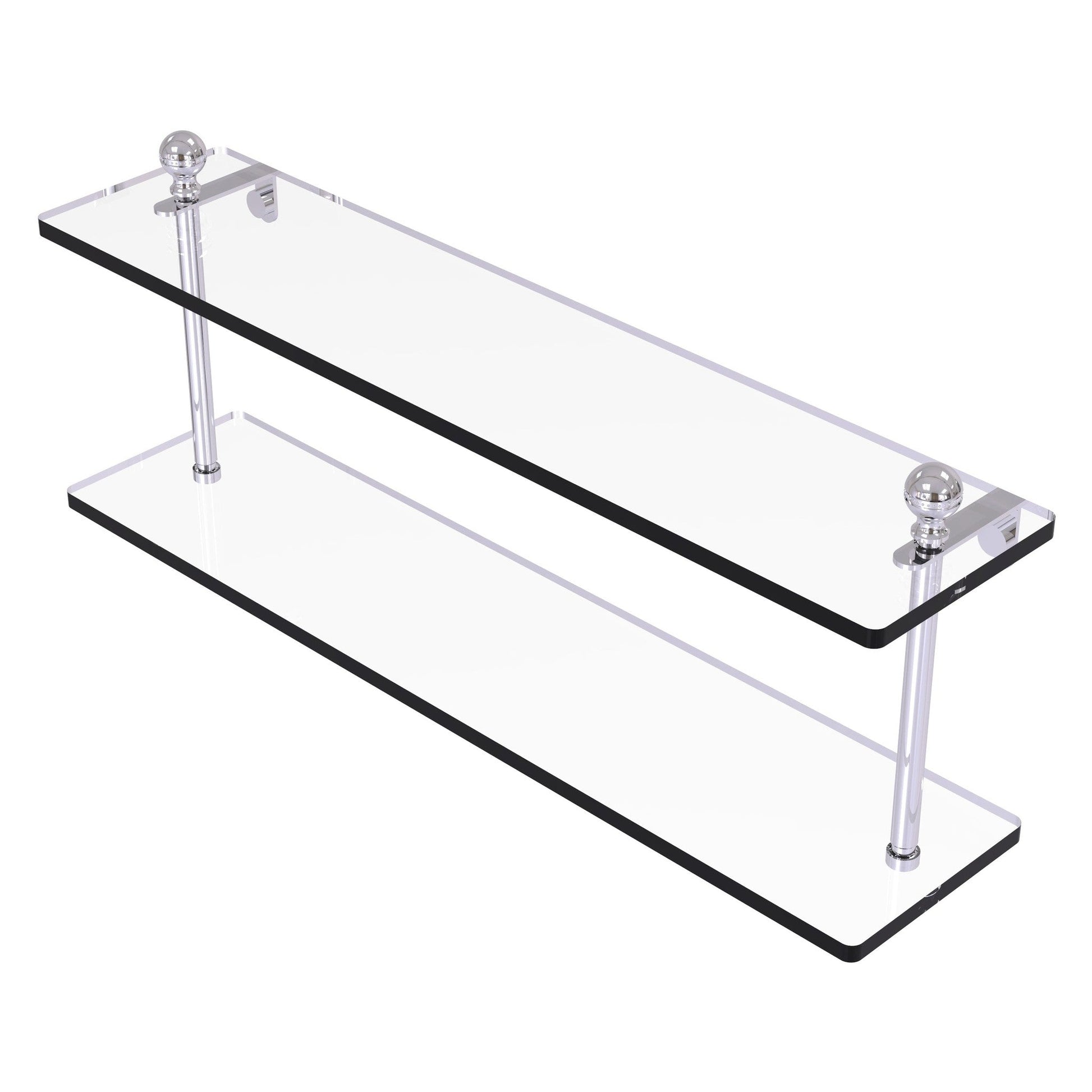 Allied Brass Mambo 22" x 5" Polished Chrome Solid Brass Two-Tiered Glass Shelf