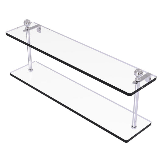 Allied Brass Mambo 22" x 5" Polished Chrome Solid Brass Two-Tiered Glass Shelf