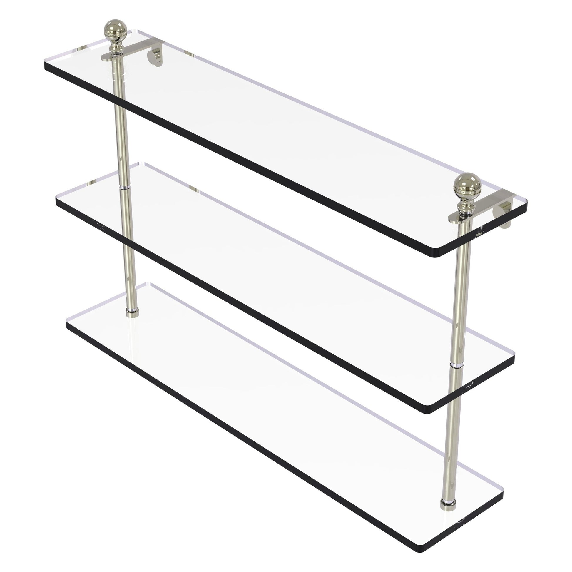 Allied Brass Mambo 22" x 5" Polished Nickel Solid Brass Triple Tiered Glass Shelf