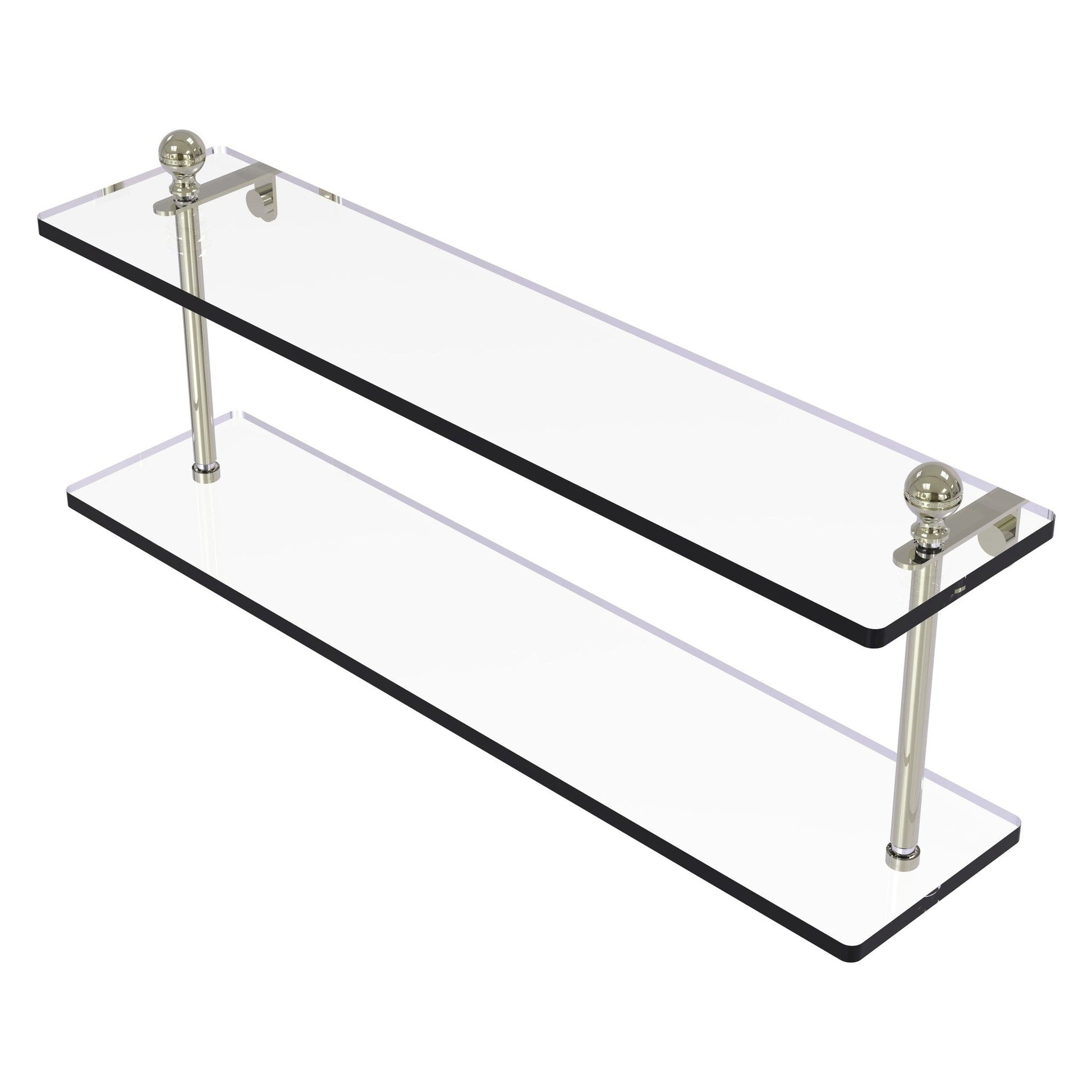 Allied Brass Mambo 22" x 5" Polished Nickel Solid Brass Two-Tiered Glass Shelf