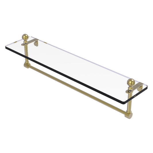 Allied Brass Mambo 22" x 5" Satin Brass Solid Brass Glass Vanity Shelf With Integrated Towel Bar