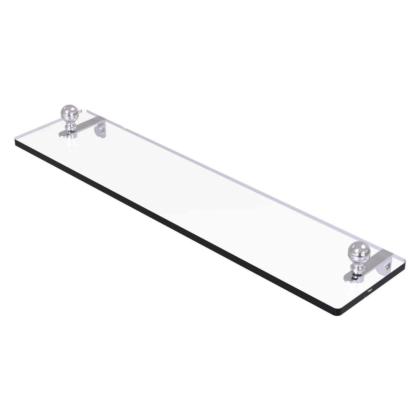 Allied Brass Mambo 22" x 5" Satin Chrome Solid Brass Glass Vanity Shelf With Beveled Edges