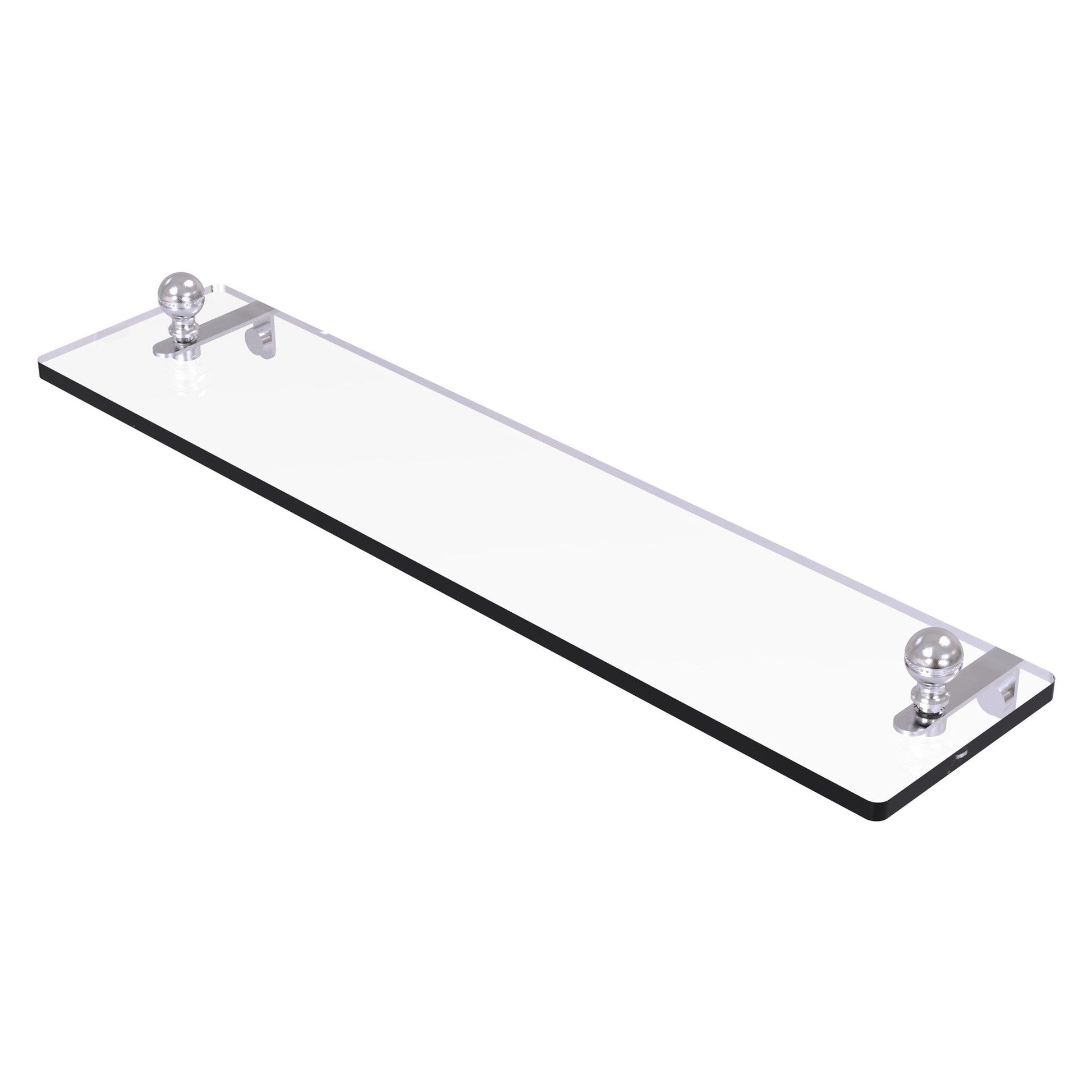 Allied Brass Mambo 22" x 5" Satin Chrome Solid Brass Glass Vanity Shelf With Beveled Edges
