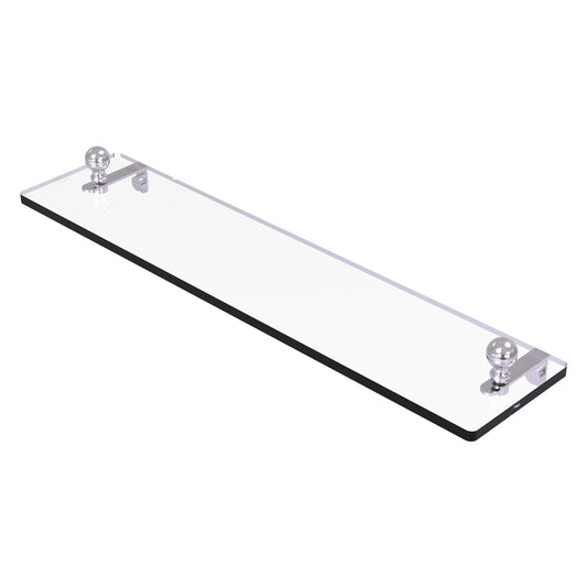 Allied Brass Mambo 22" x 5" Satin Chrome Solid Brass Glass Vanity Shelf With Beveled Edges