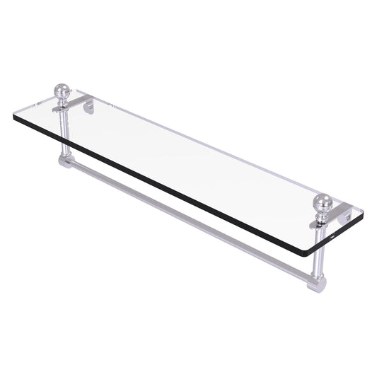 Allied Brass Mambo 22" x 5" Satin Chrome Solid Brass Glass Vanity Shelf With Integrated Towel Bar