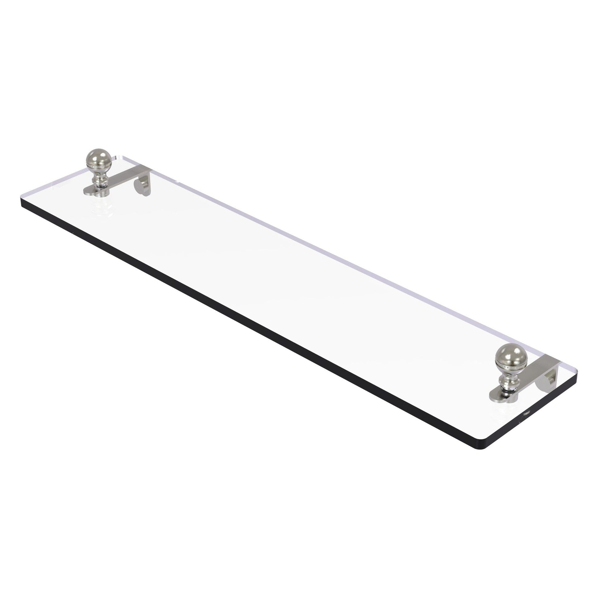 Allied Brass Mambo 22" x 5" Satin Nickel Solid Brass Glass Vanity Shelf With Beveled Edges