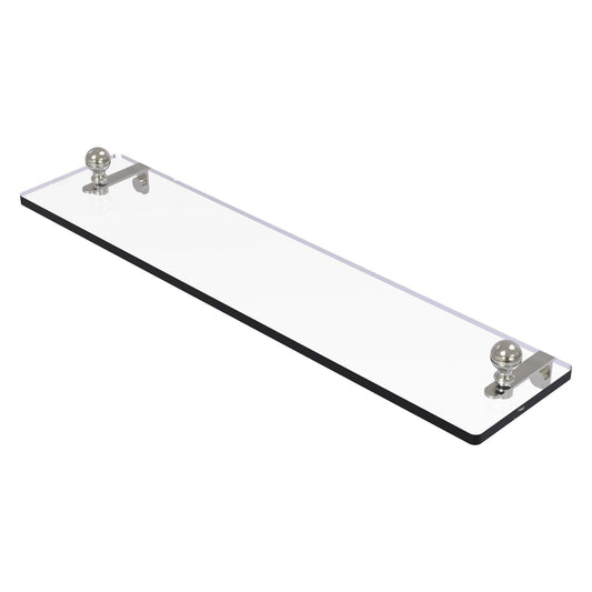 Allied Brass Mambo 22" x 5" Satin Nickel Solid Brass Glass Vanity Shelf With Beveled Edges